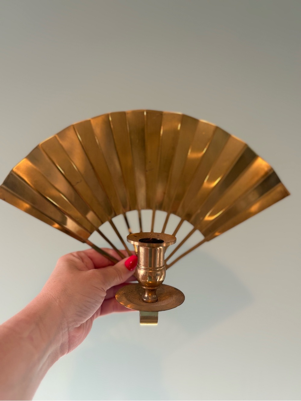 vintage brass fan candlestick holder 💛✨